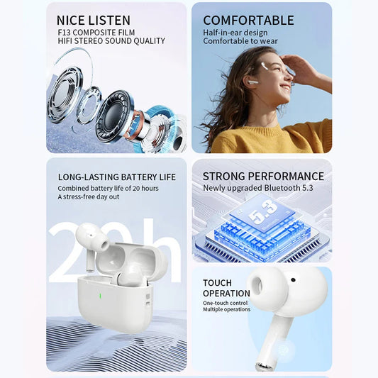 2026 Air Pro Wireless Bluetooth Earphones TWS Headset HiFi Earbuds Noise Reduction Headphones Waterproof For IPHONE Android
