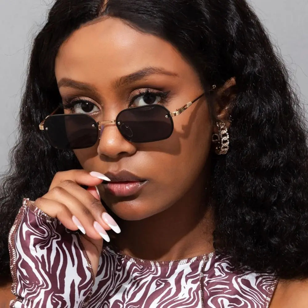 Glasses for Women Fashion Vintage Metal Cat Eye Sunglasses Korea Style Retro UV400 Female Sun Glasses 2025 Summer Street Eyewear