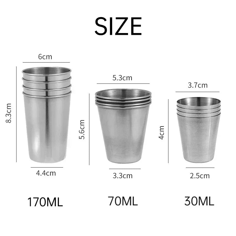 4PCS Stainless Steel Camping Cups 30/70/170ml Portable Travel Mug for Coffee Baijiu Whiskey Outdoor Hiking Barware Nestable
